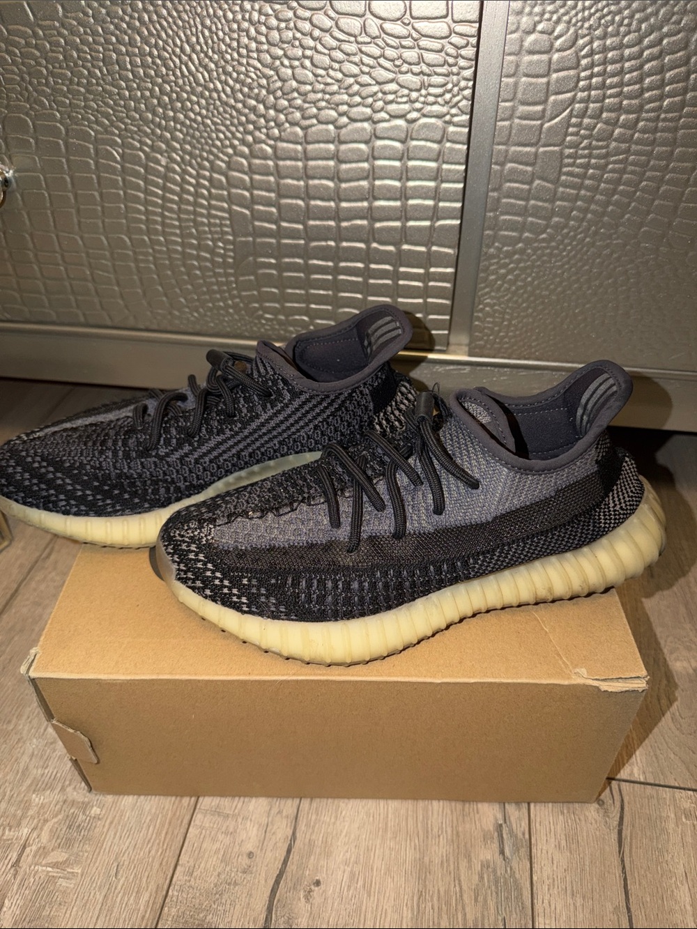 Yeezy Boost 350 V2 Black and Gray Knit Sneakers